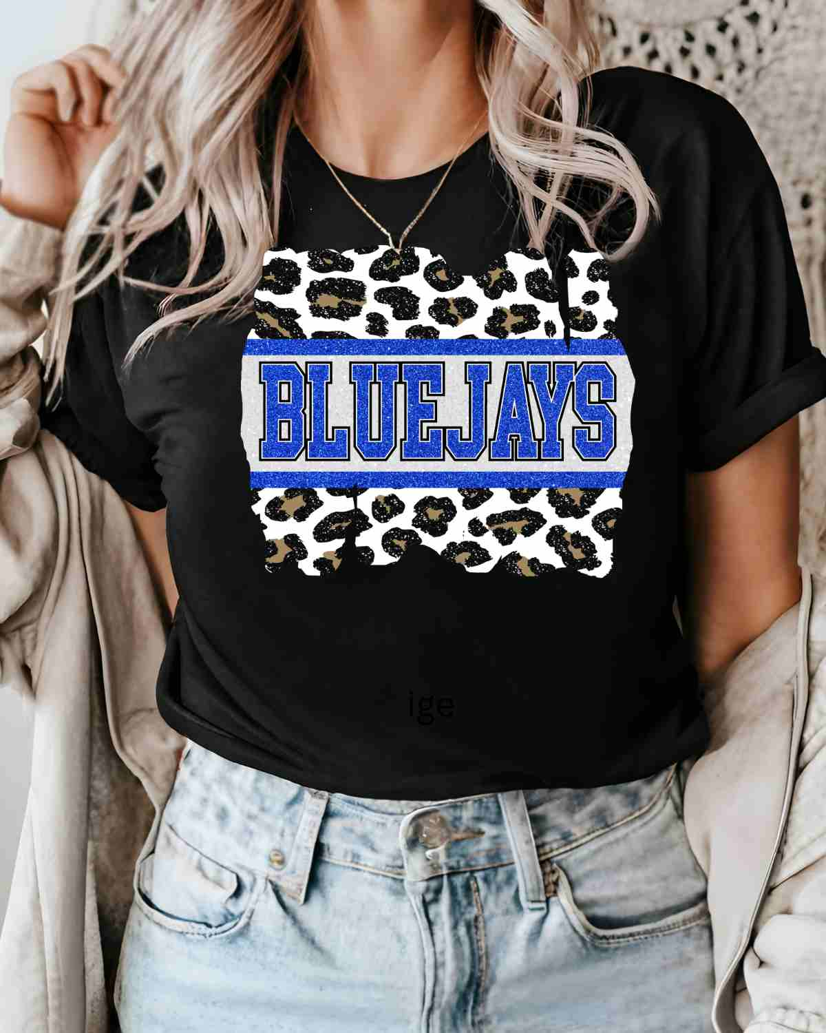 Bluejays Leopard Glitter Swash DTF Transfer