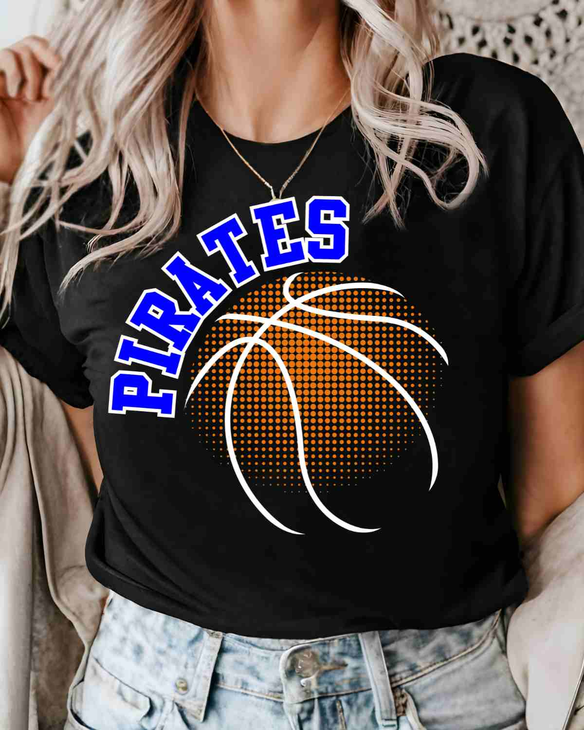 Pirates Basketball Halftone Ball DTF Transfer