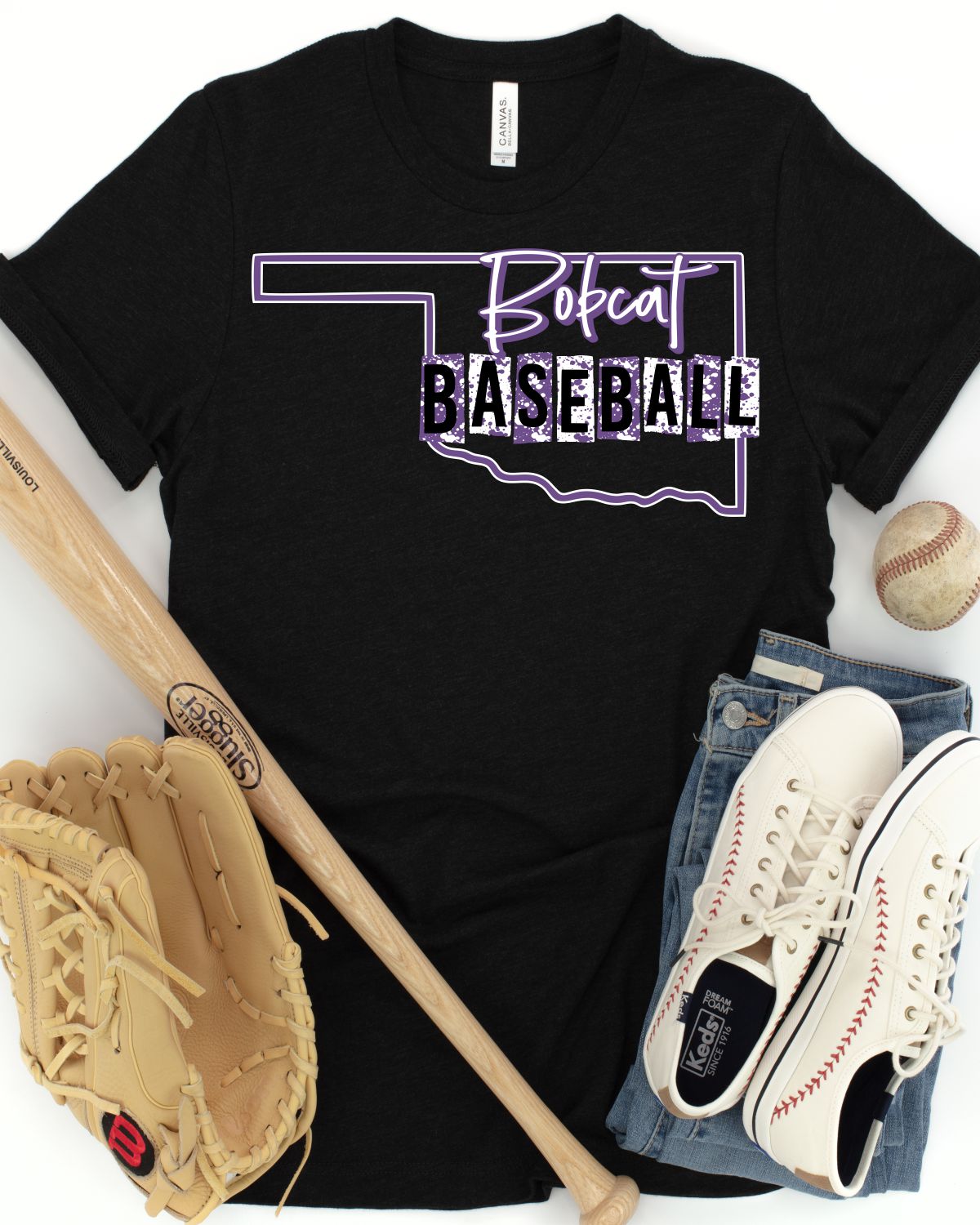 Oklahoma Bobcats Baseball Grunge Lettering DTF Transfer