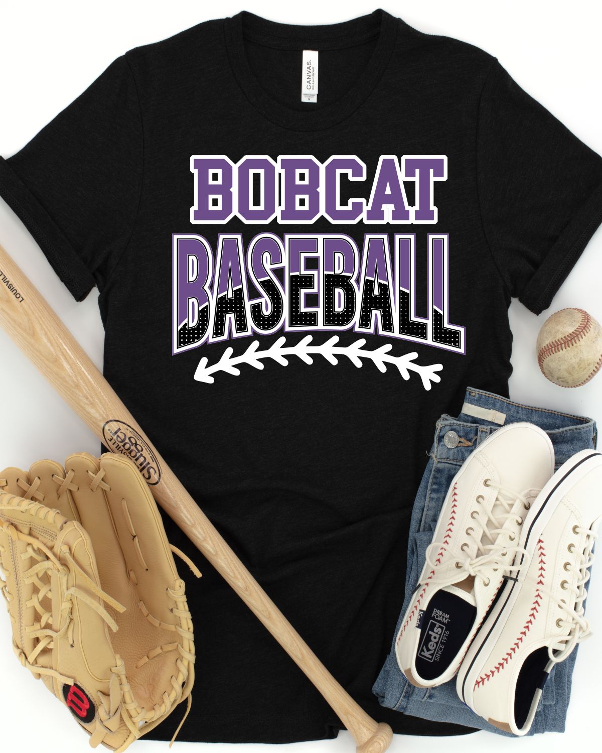 Bobcats Baseball with Laces DTF Transfer