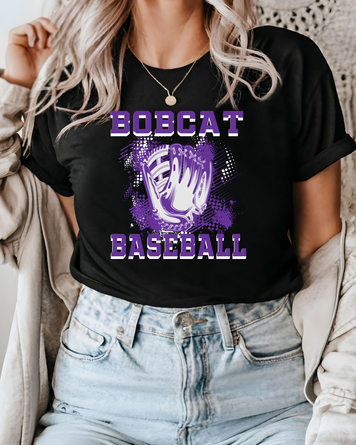 Bobcats Baseball Grunge Glove DTF Transfer