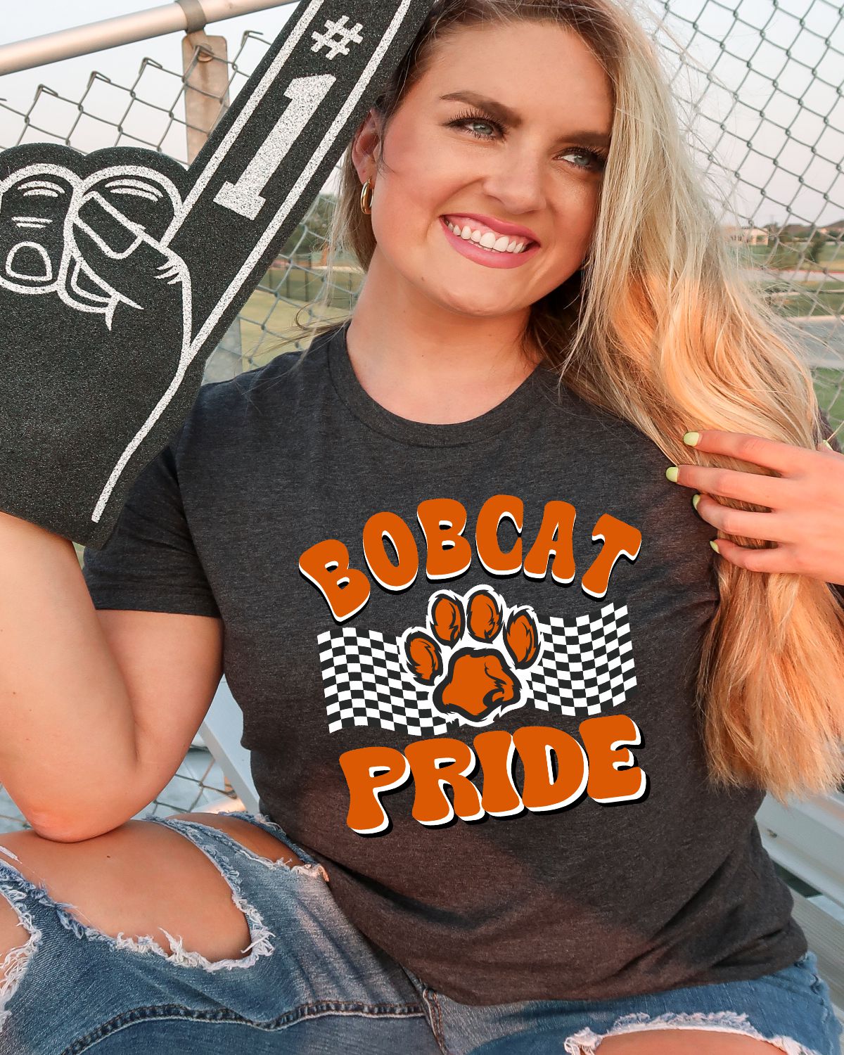 Bobcats Pride Checkered Banner DTF Transfer