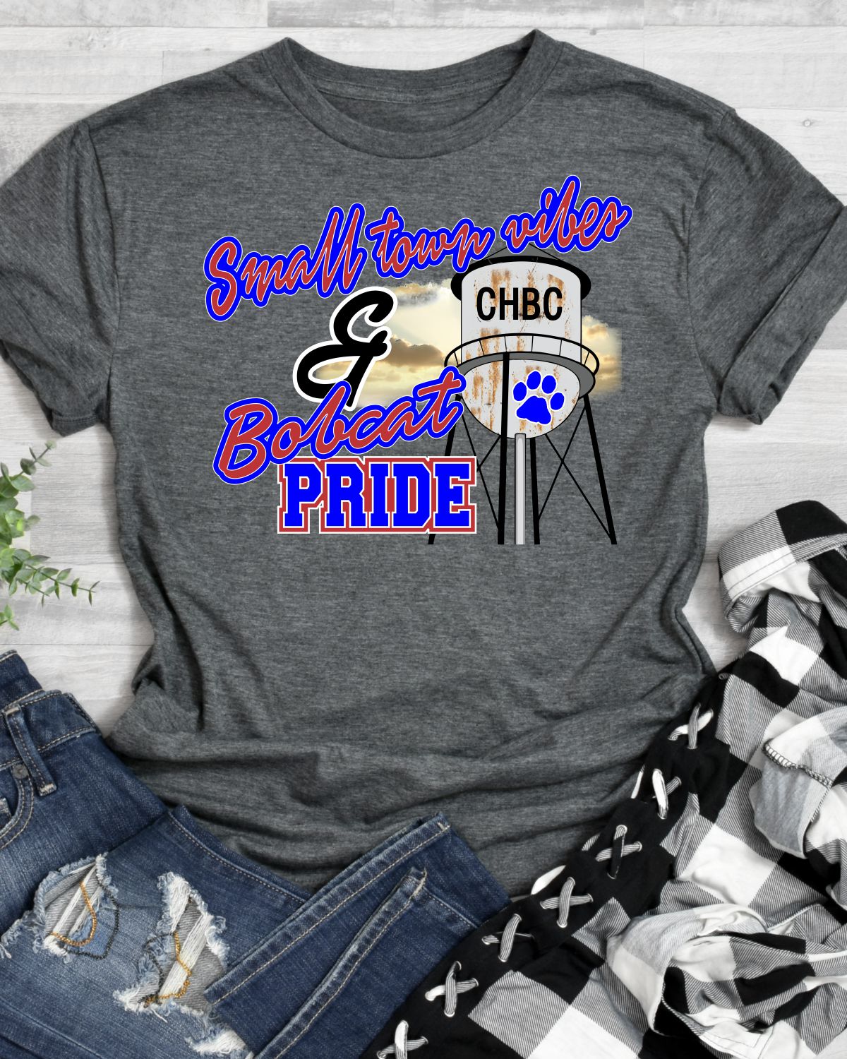 Small Town Vibes & CHBC Bobcats Pride DTF Transfer