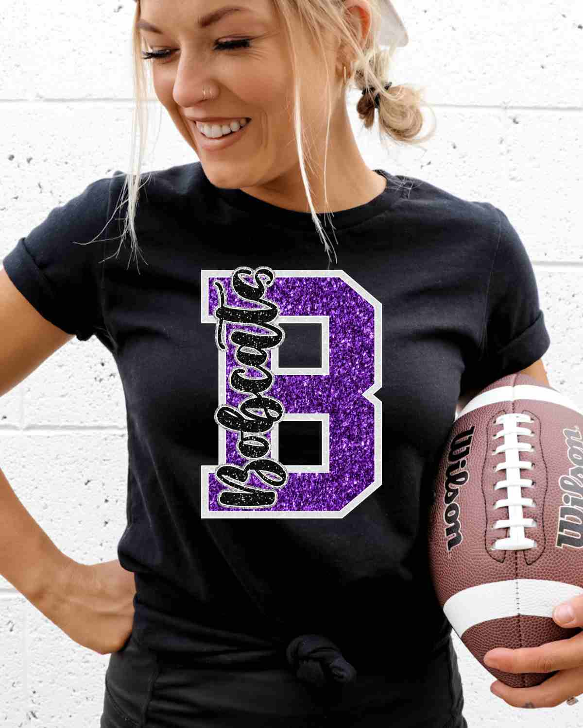 B Bobcats Glitter Letter DTF Transfer