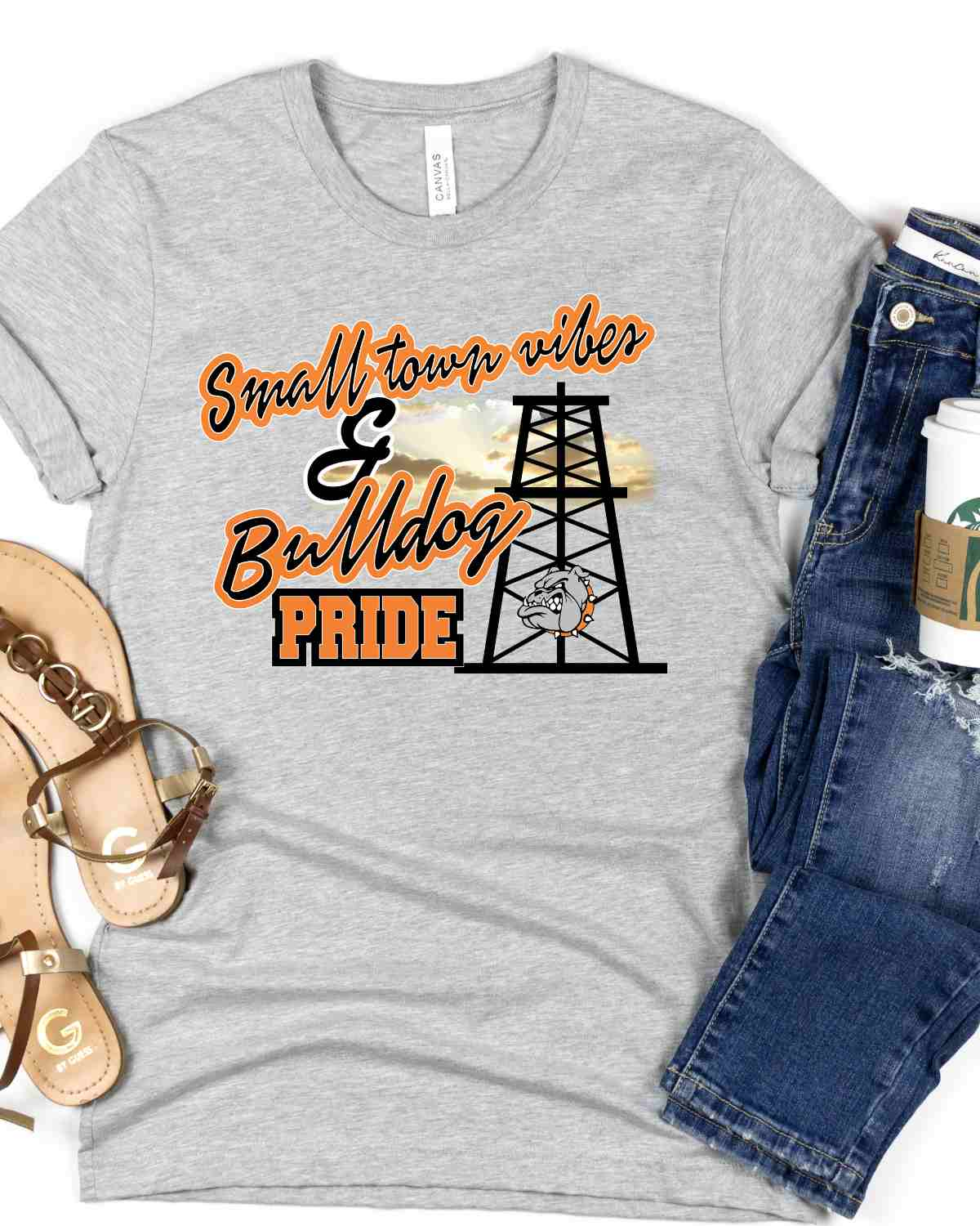 Small Town Vibes Bulldog Pride Oil Derrick DTF Transfer