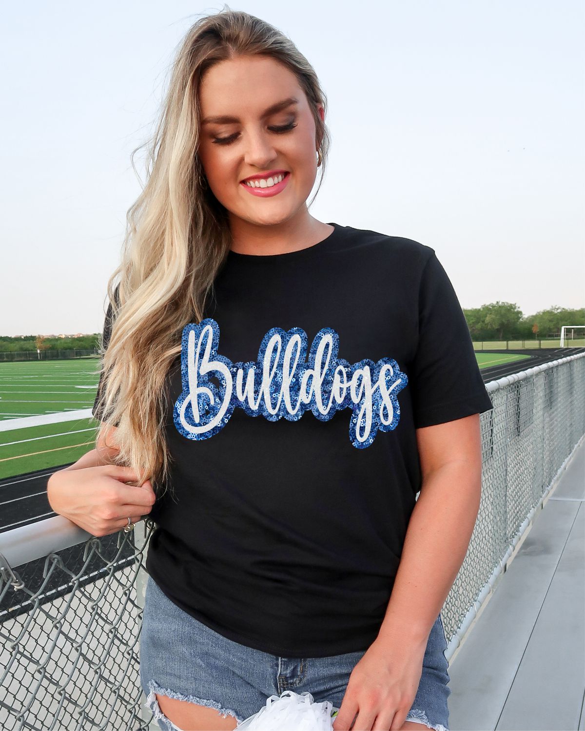 Bulldogs Sequin Script Word DTF Transfer