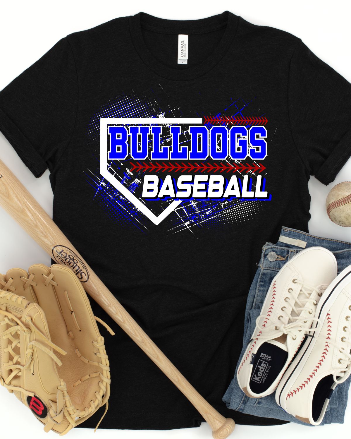 Bulldogs Baseball Grunge Plate DTF Transfer