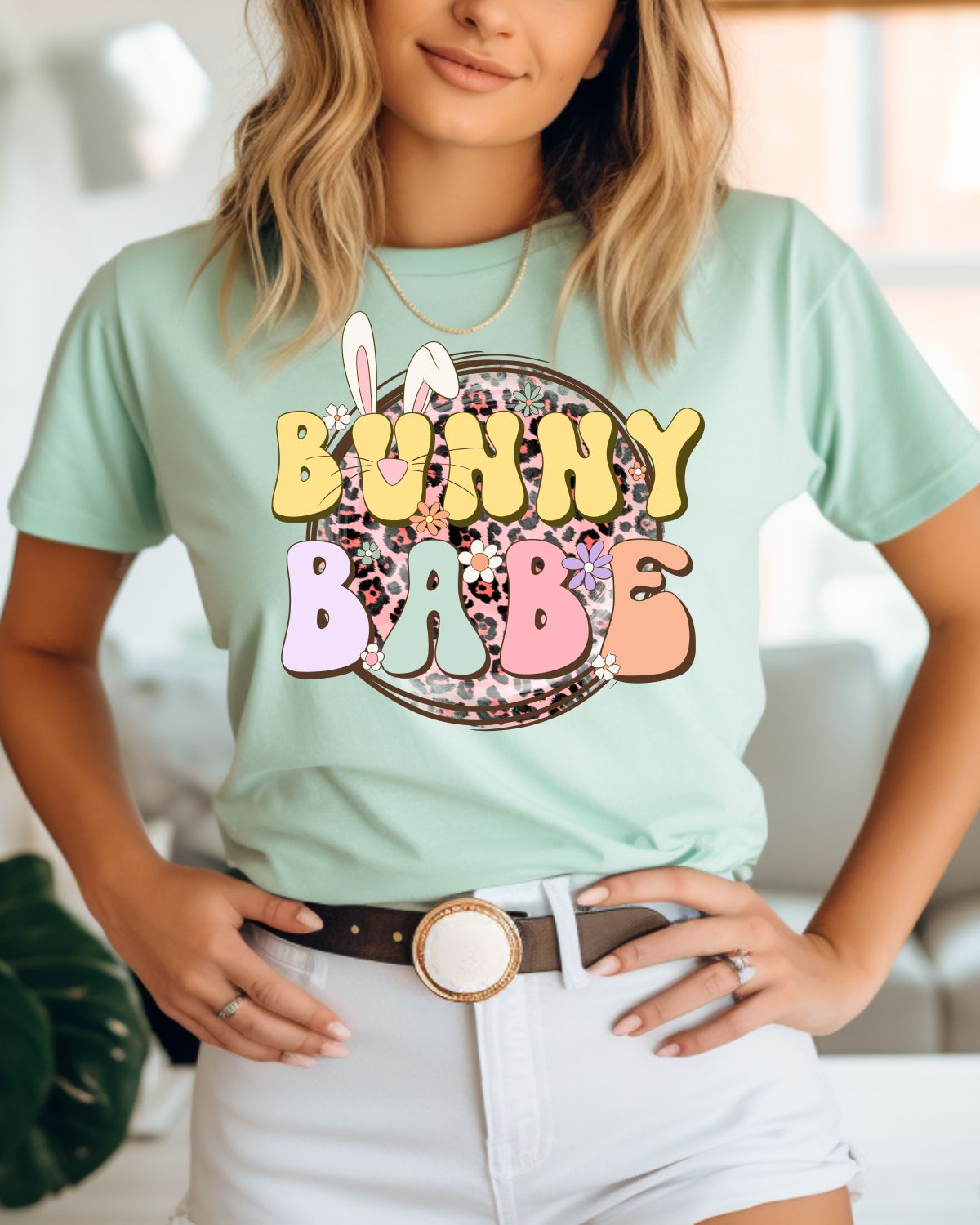 Bunny Babe Grunge Circle DTF Transfer