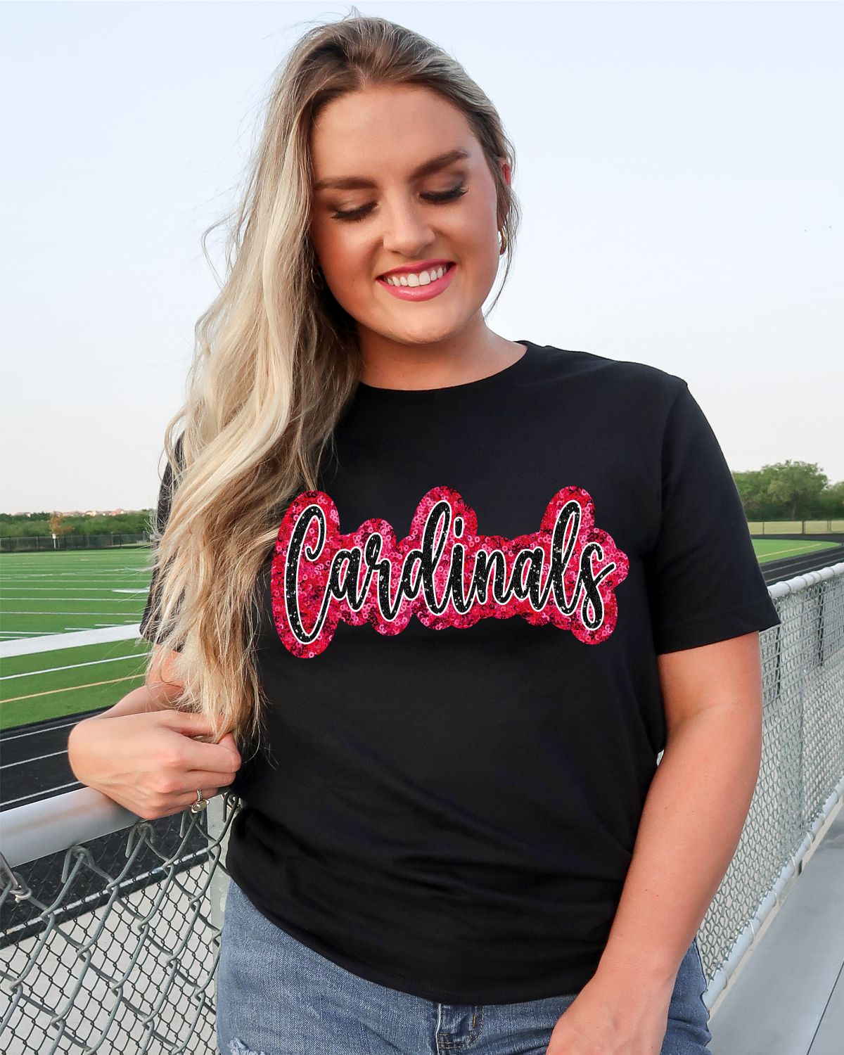 Cardinals Sequin Script Word DTF Transfer