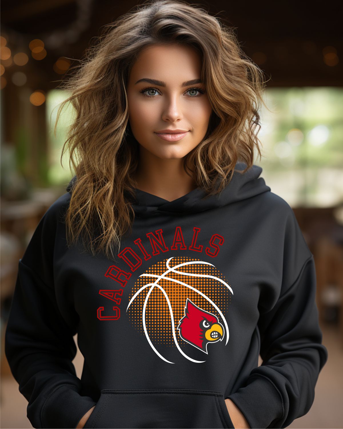 Cardinals Basketball Halftone Ball DTF Transfer