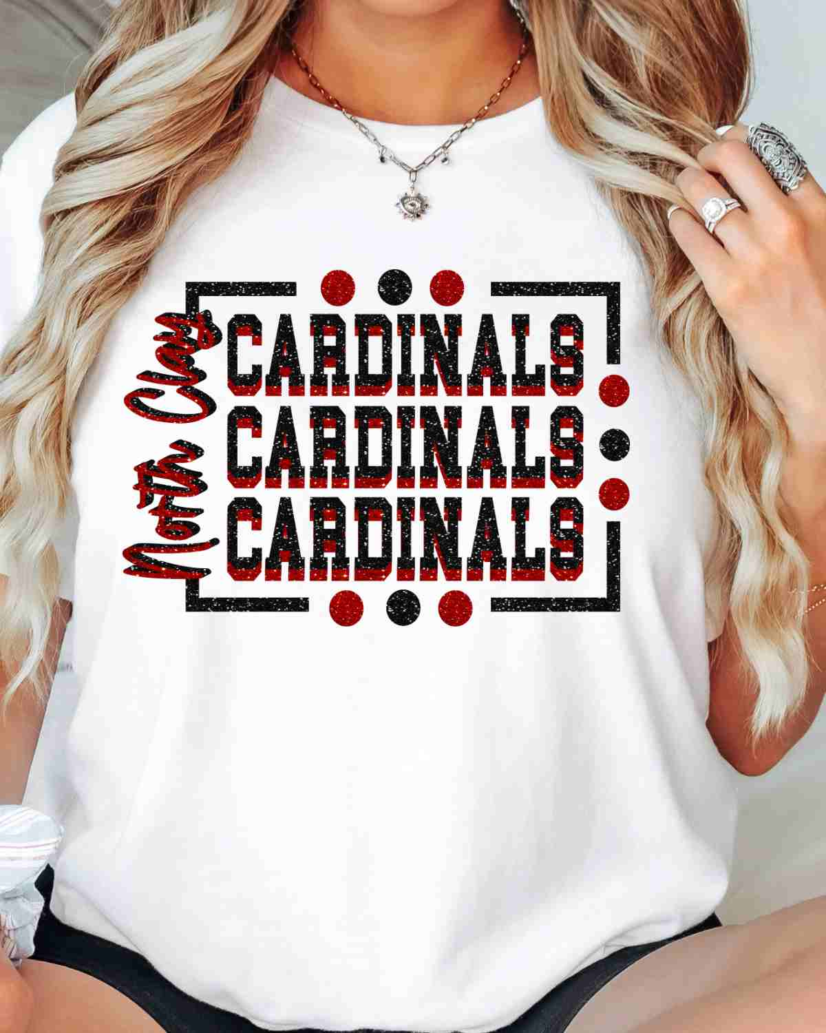 North Clay Cardinals Rectangle with Dots DTF Transfer