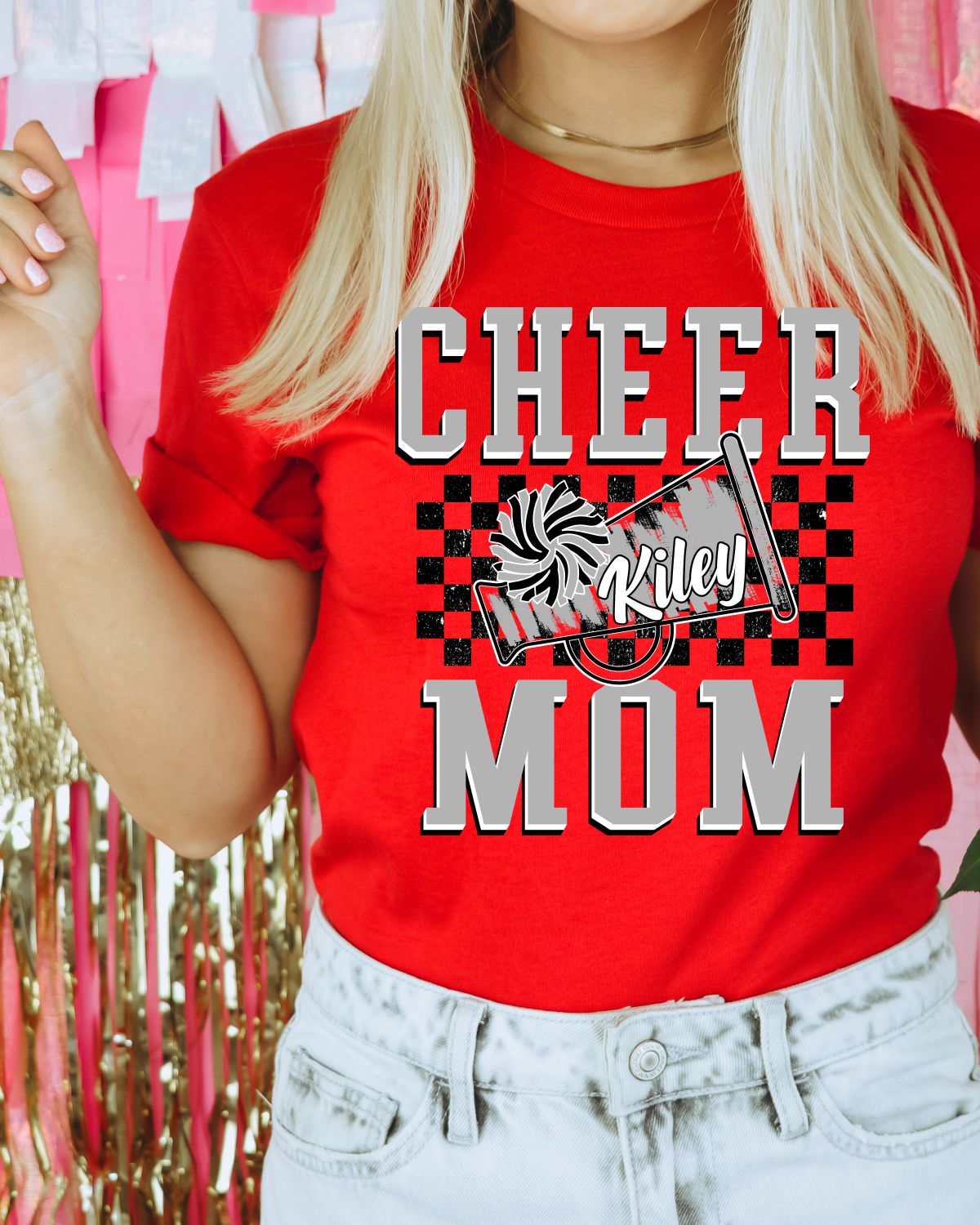 Cheer Mom Checkered Custom DTF Transfer