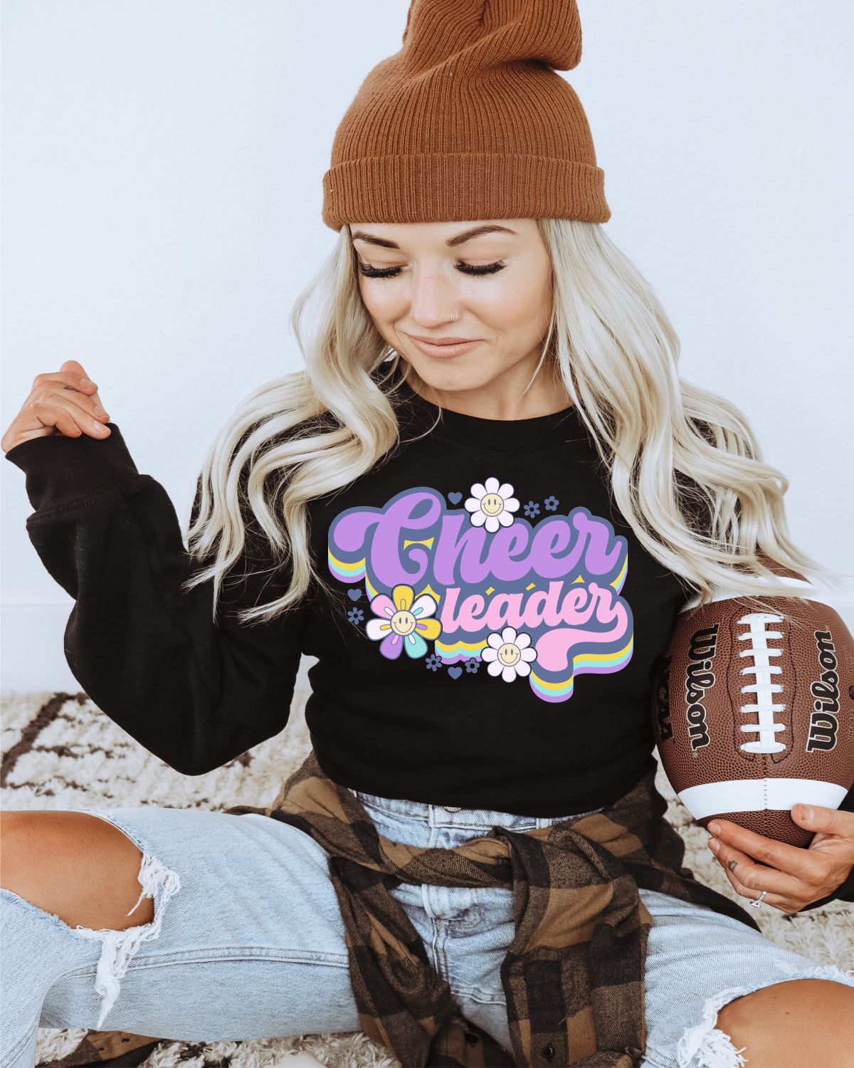 Cheerleader Retro Smiley flowers DTF Transfer