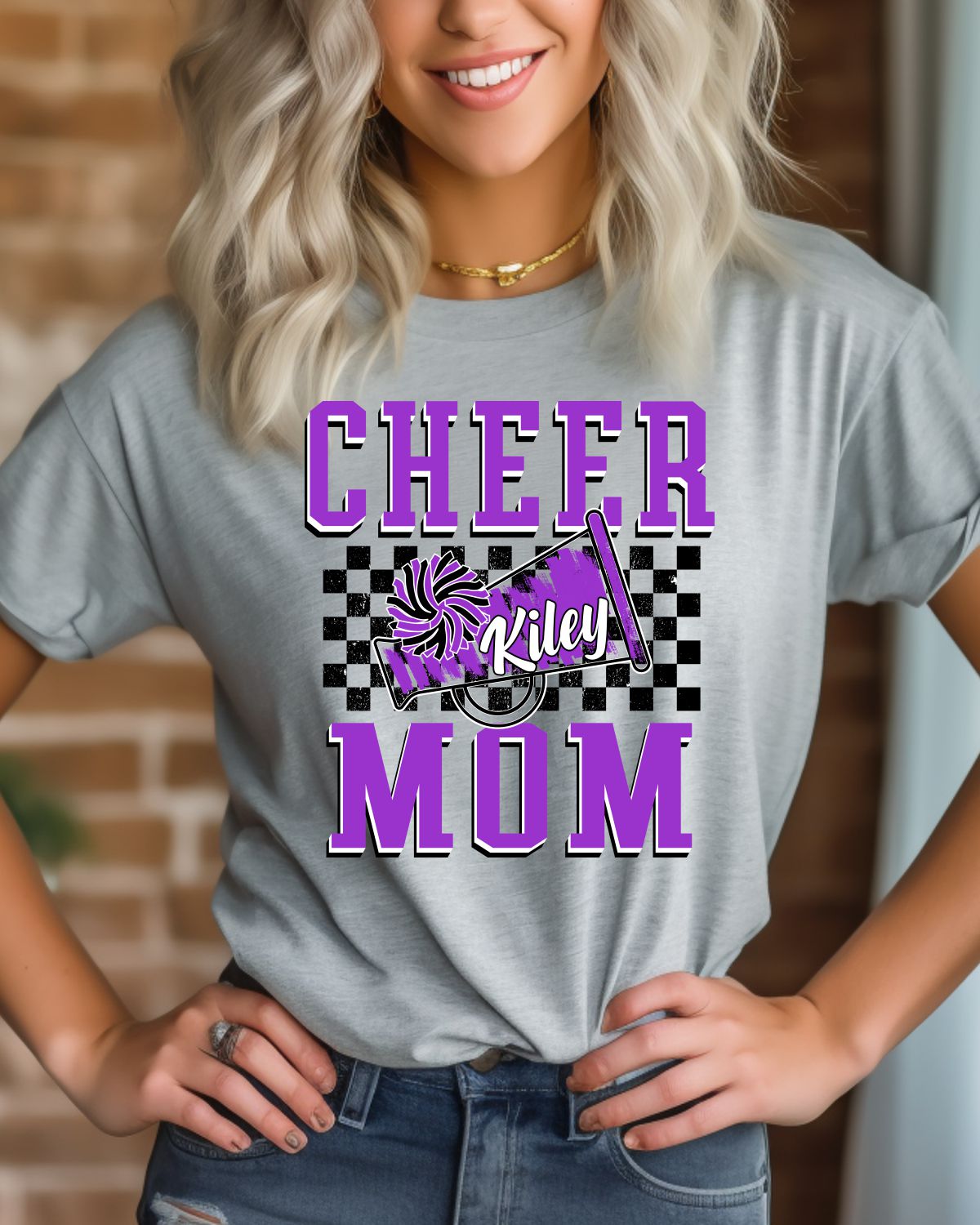 Cheer Mom Checkered Custom DTF Transfer