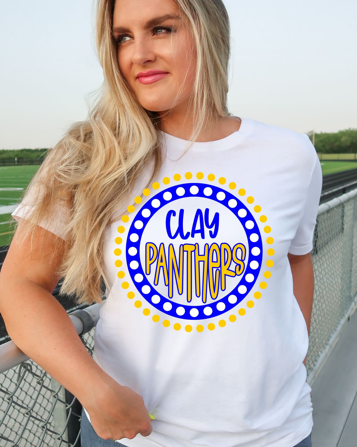 Clay Panthers Spirit Circle Dot DTF Transfer