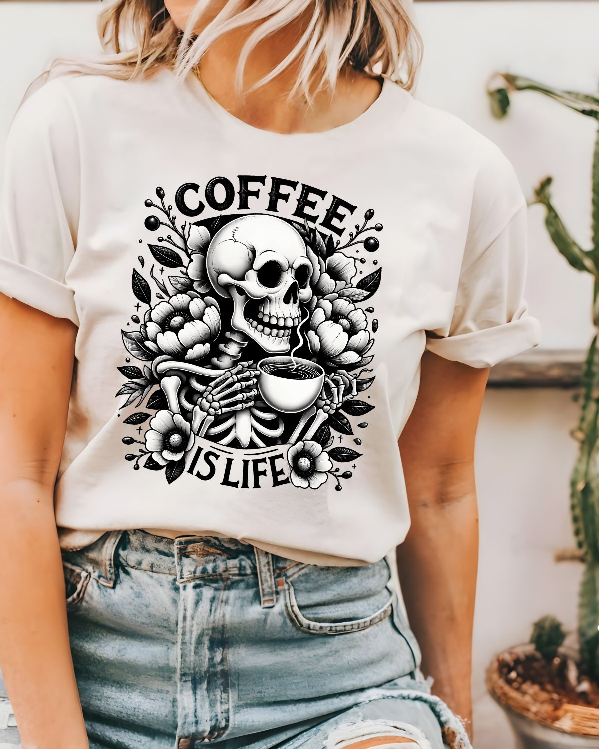 Skulls Coffee is Life DTF Transfer