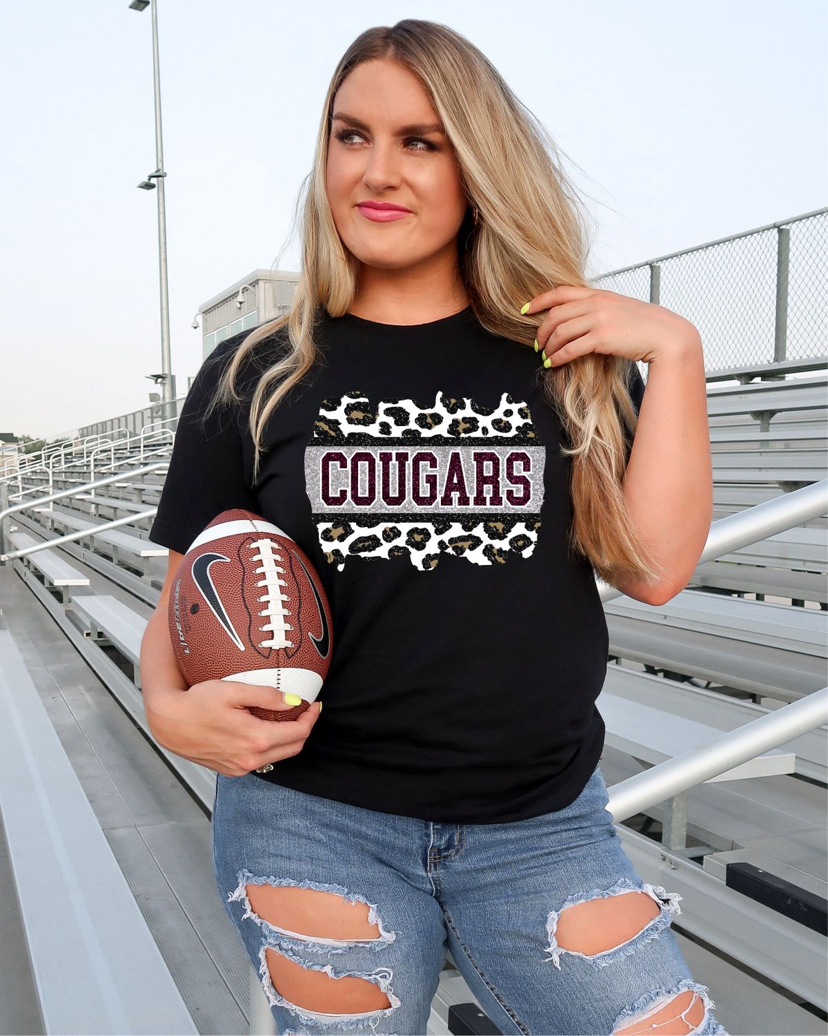 Cougars Leopard Glitter Swash DTF Transfer