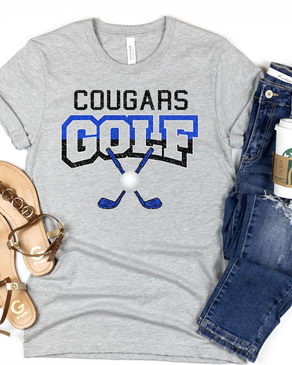 Cougars Golf Crossed Clubs DTF Transfer