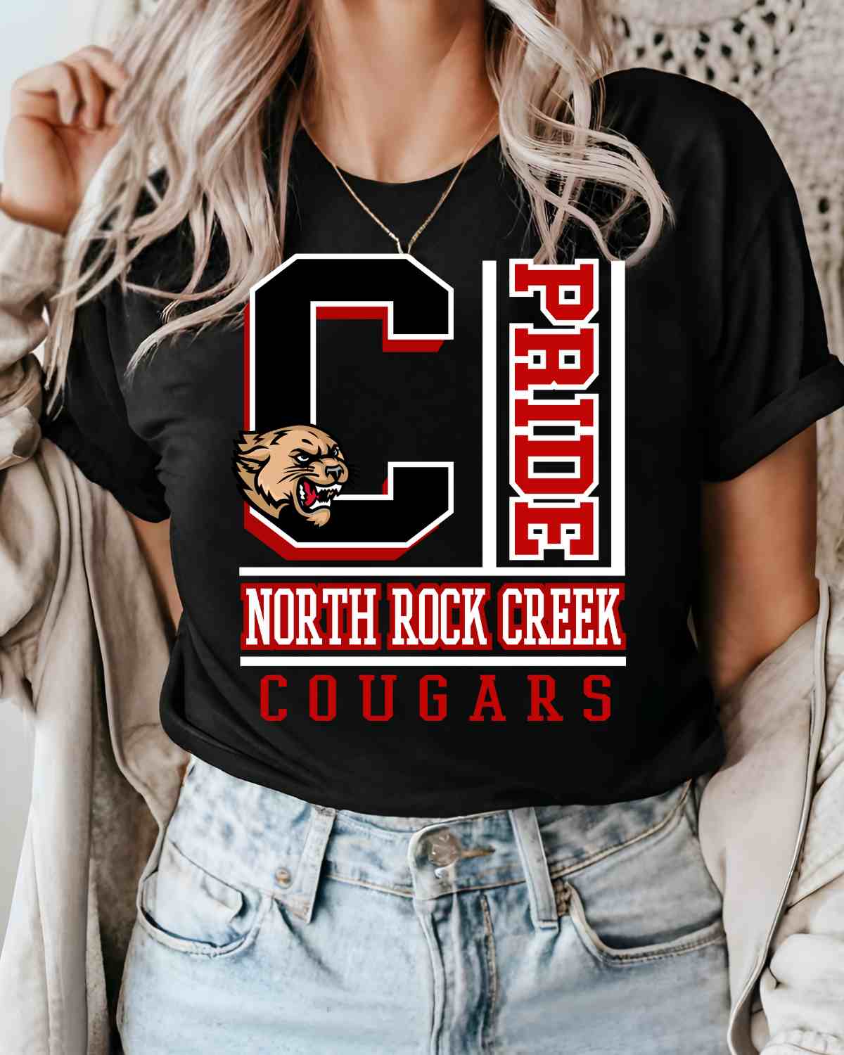 North Rock Creek Cougars Pride Block DTF Transfer