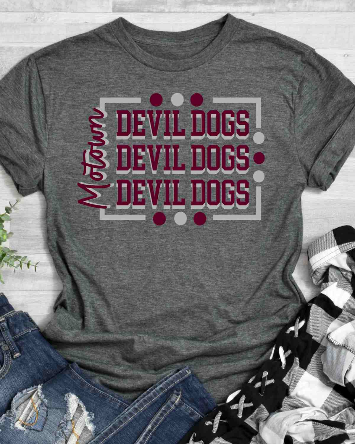 Motown Devil Dogs Rectangle with Dots DTF Transfer