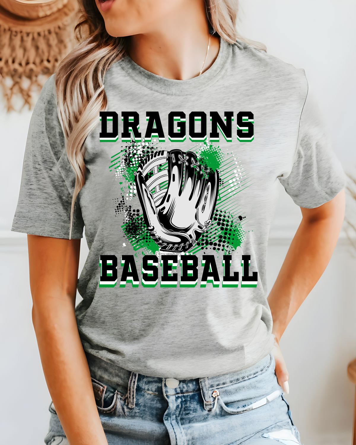 Dragons Baseball Grunge Glove DTF Transfer