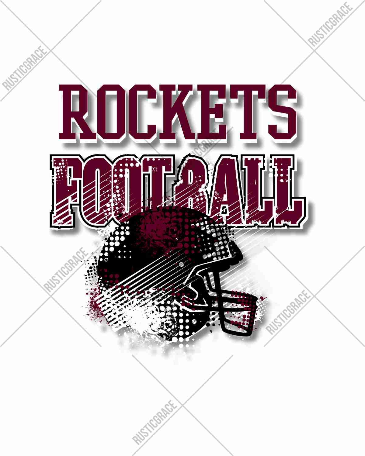 Rockets Football Grunge Helmet DTF Transfer