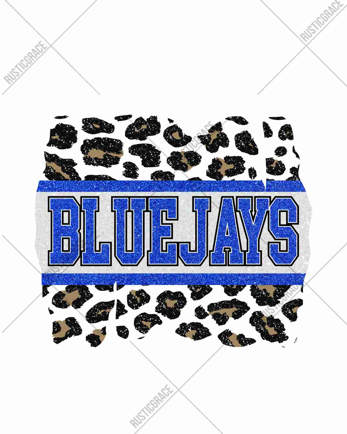 Bluejays Leopard Glitter Swash DTF Transfer