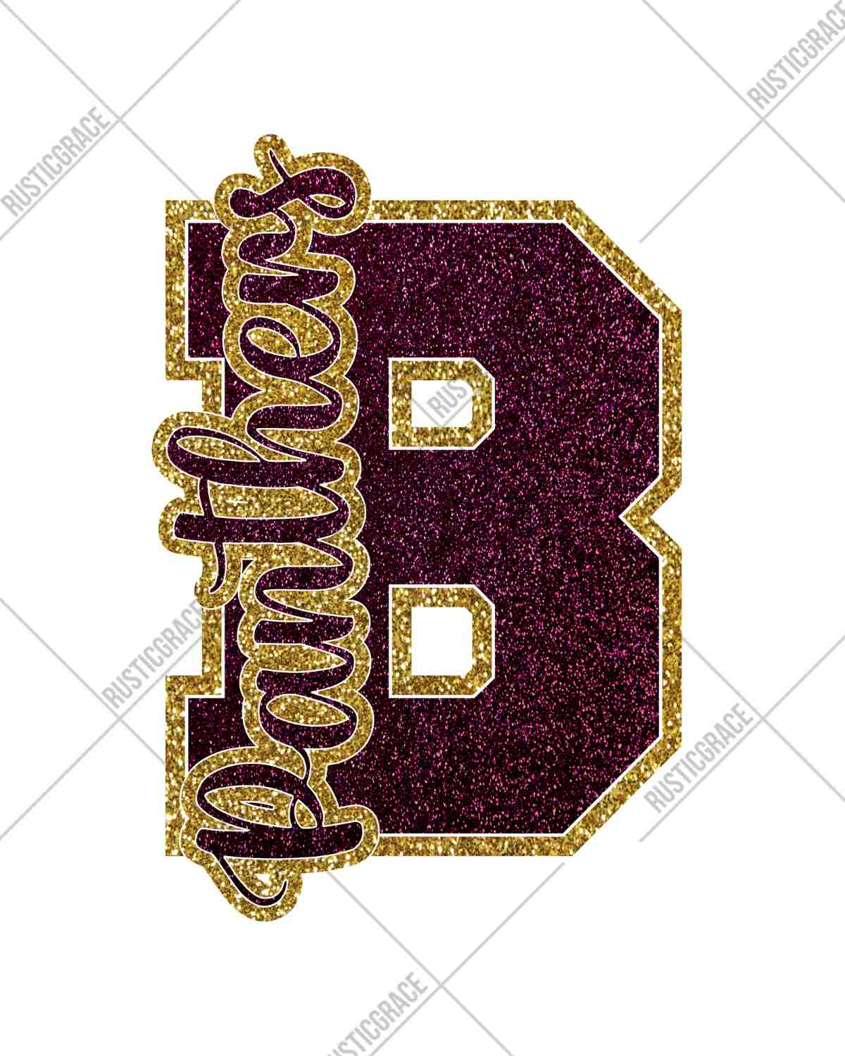 Bells Panthers Glitter Letter DTF Transfer