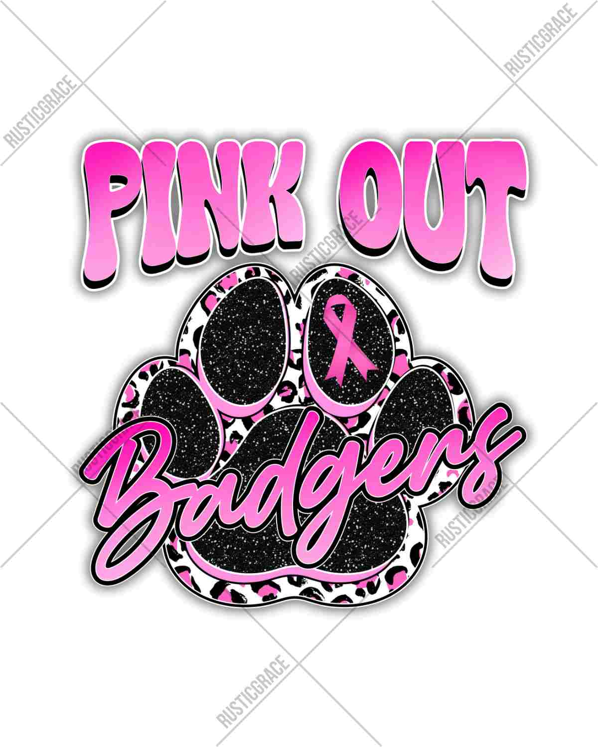 Pink Out Paw Print Badgers DTF Transfer