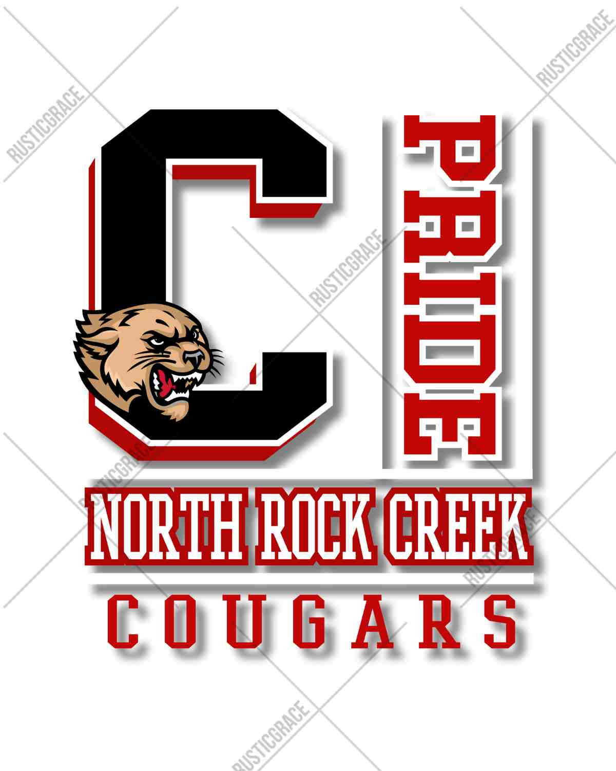 North Rock Creek Cougars Pride Block DTF Transfer