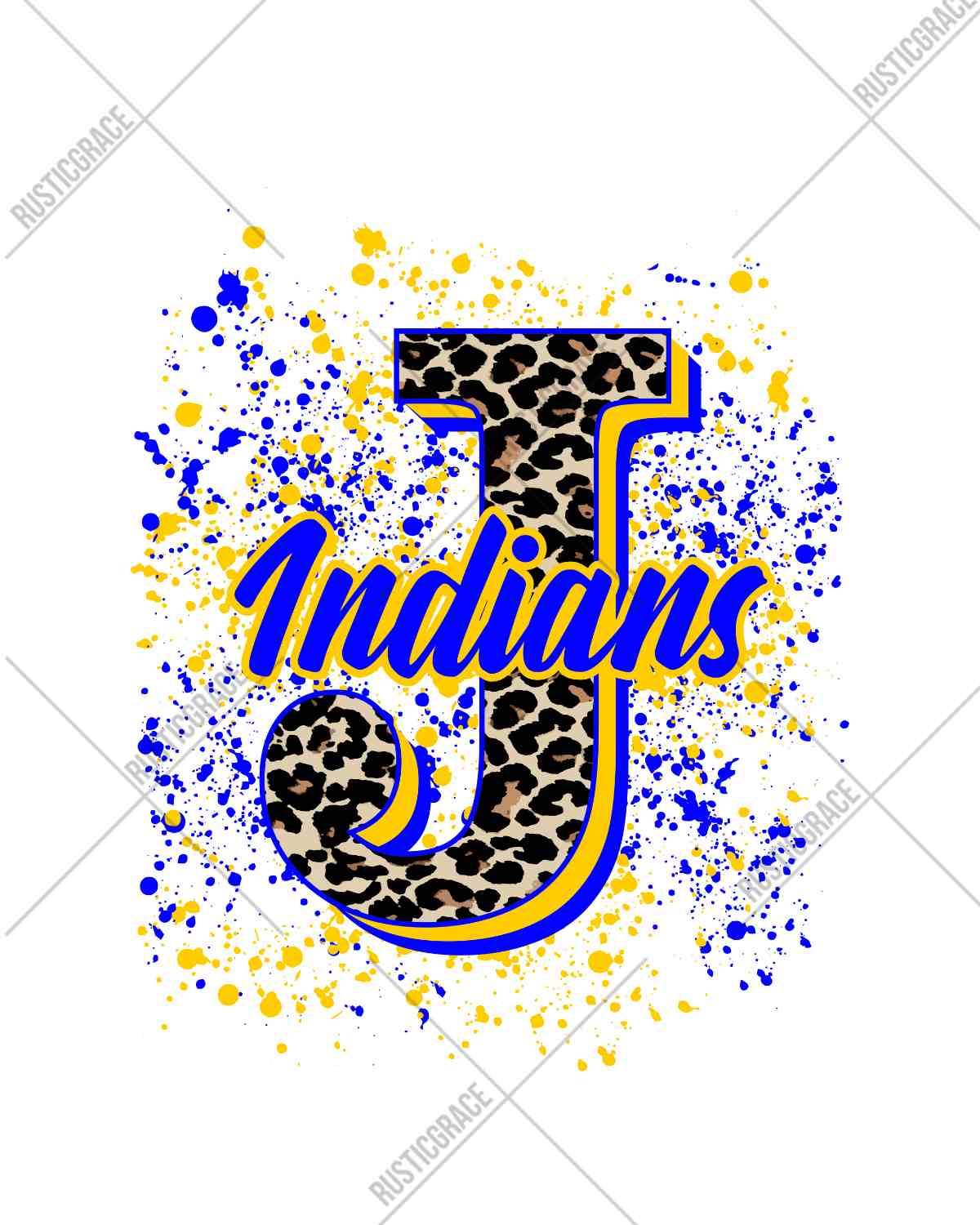 J Indians Letter Splatter DTF Transfer