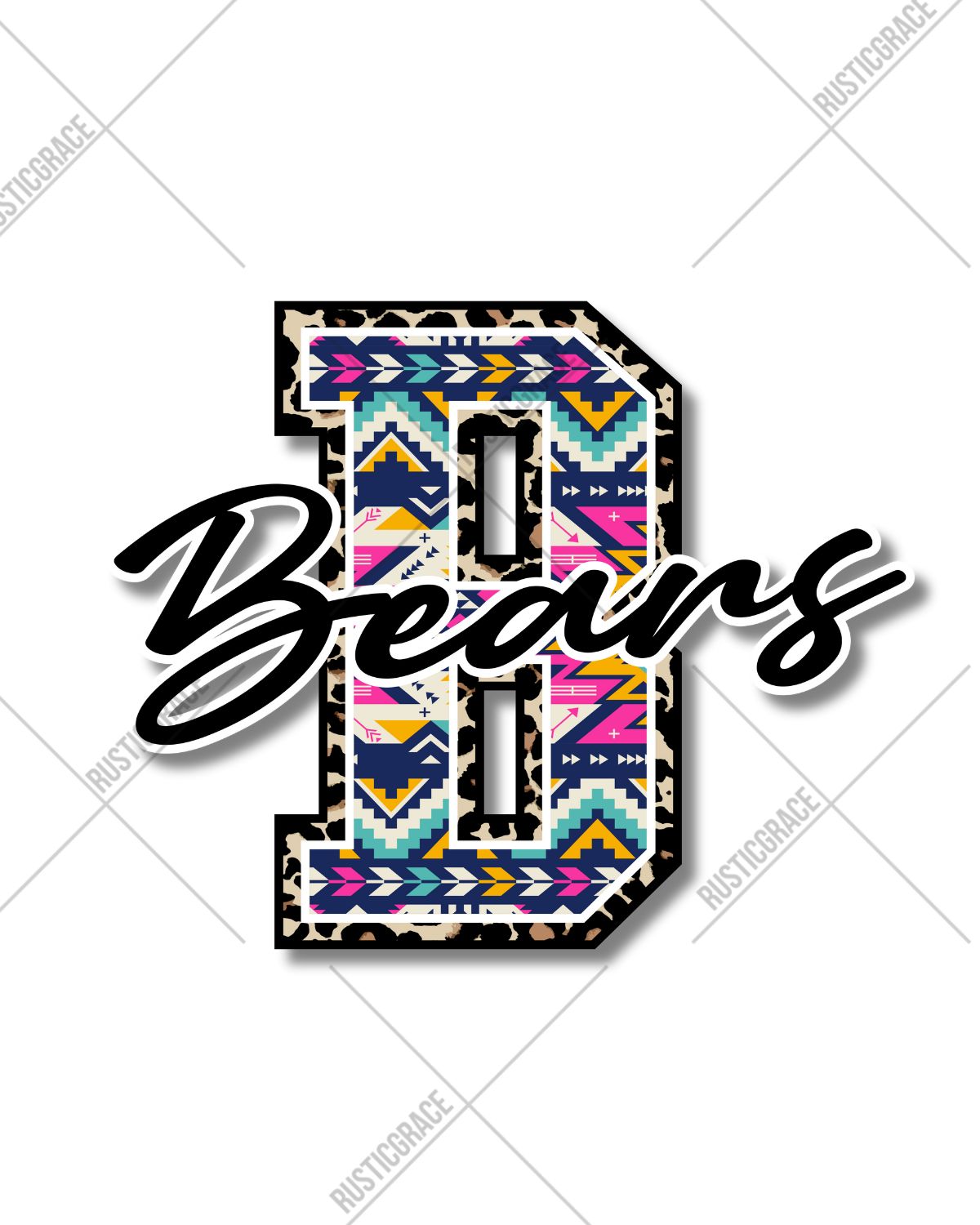 Bears Aztec Letter DTF Transfer