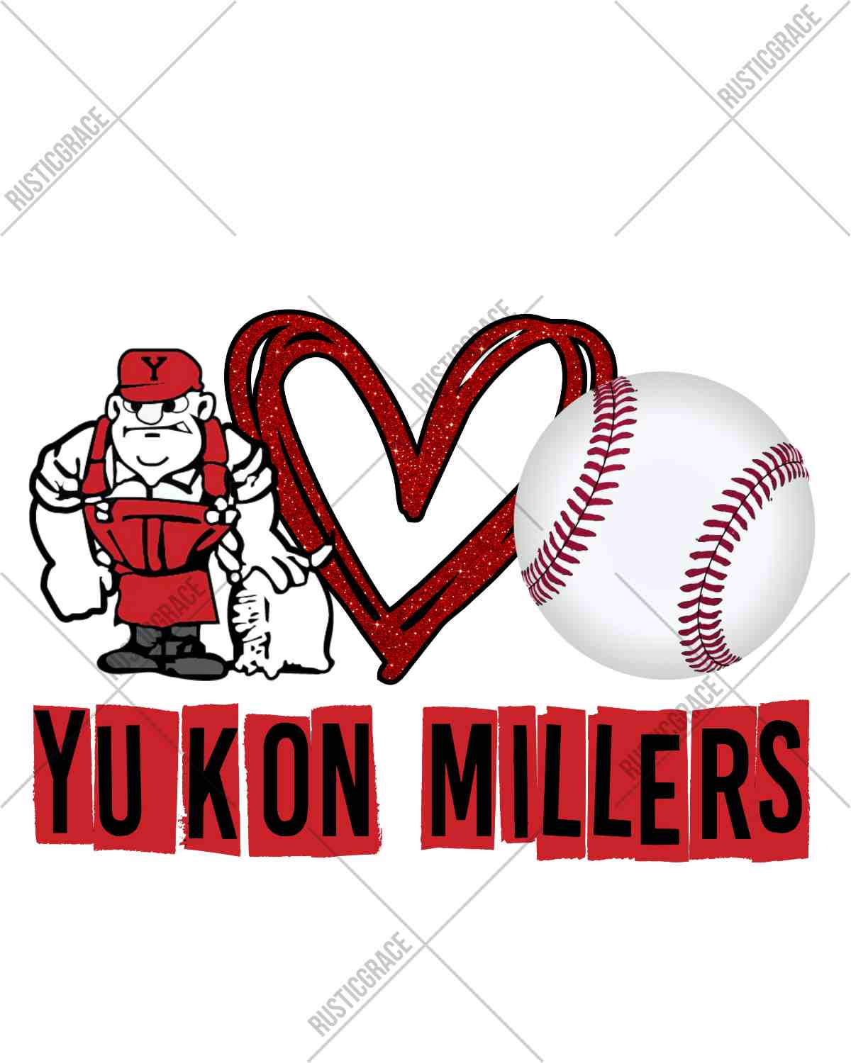 Yukon Millers Heart Volleyball DTF Transfer