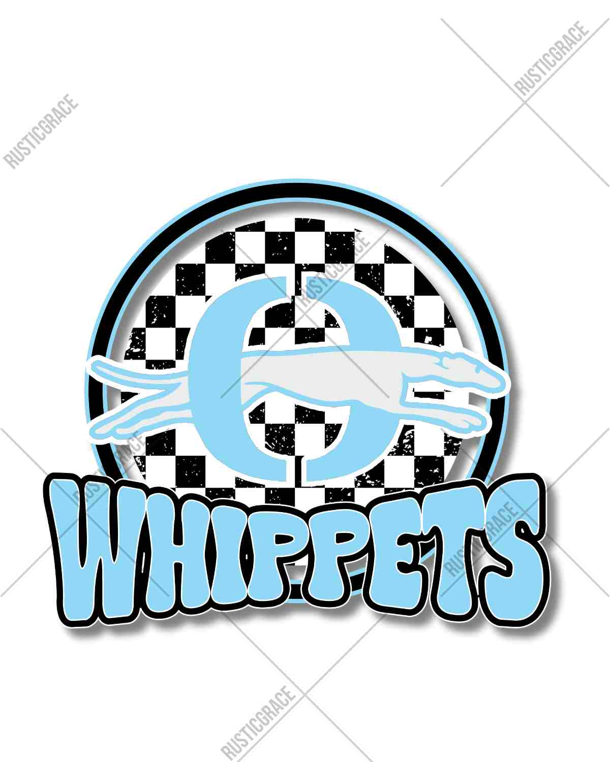 Whippets Checkered Circle Mascot DTF Transfer