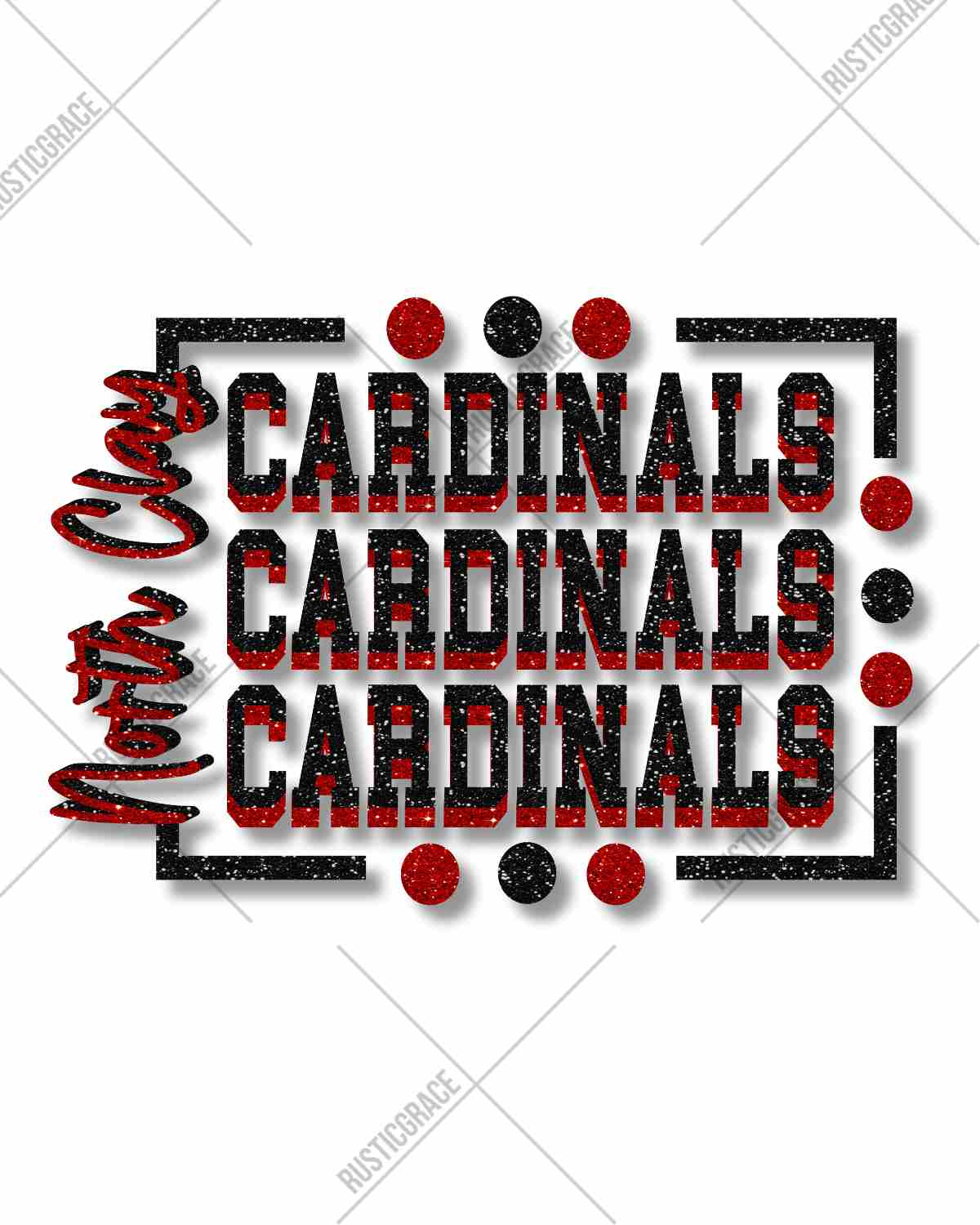 North Clay Cardinals Rectangle with Dots DTF Transfer