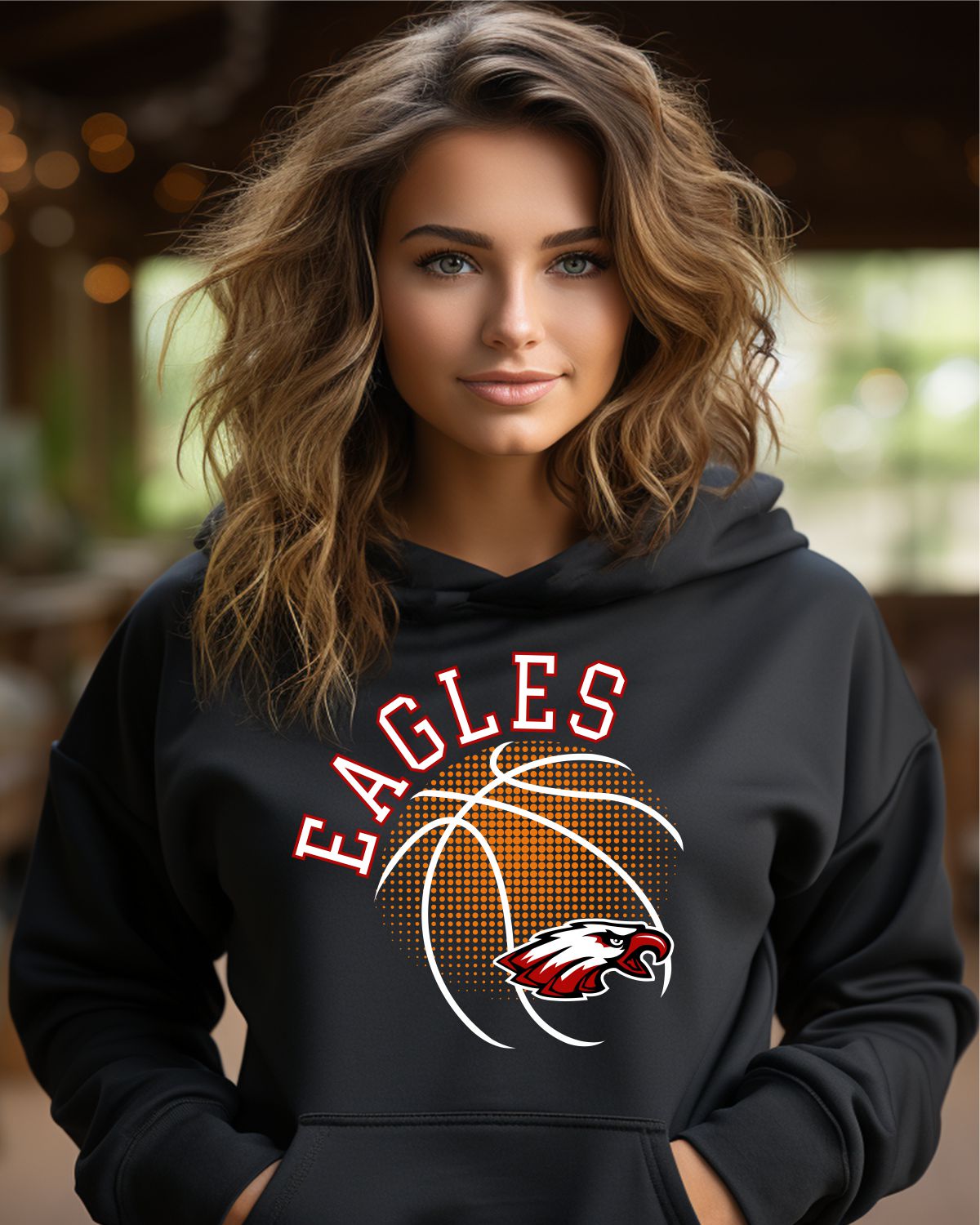 Eagles Basketball Halftone Ball DTF Transfer, rusticgracecompany.com