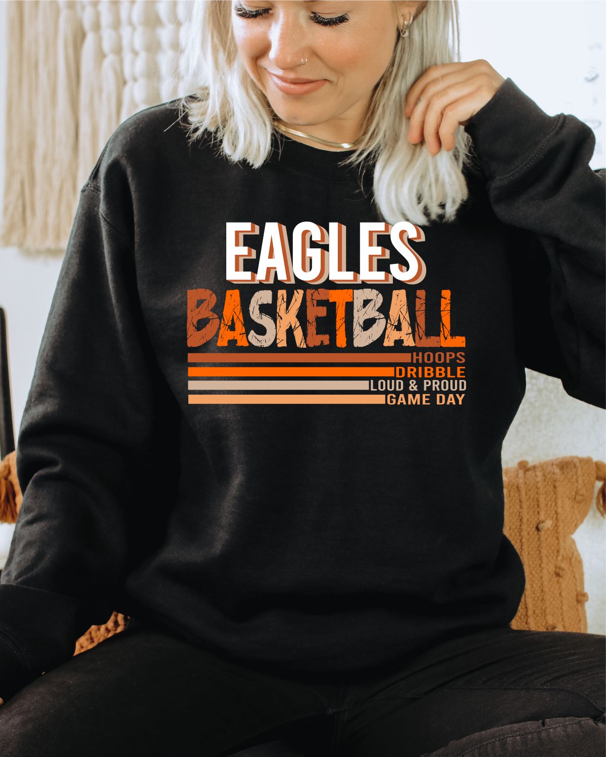 Eagles Basketball with Stripes DTF Transfer, rusticgracecompany.com/