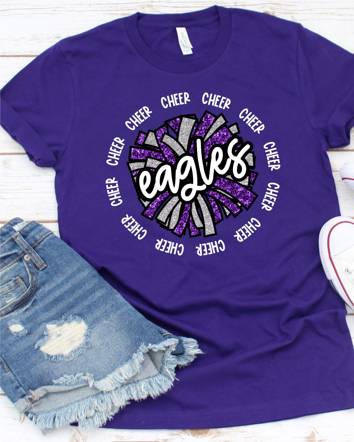 Eagles Cheer Pom Circle DTF Transfer, rusticgracecompany.com