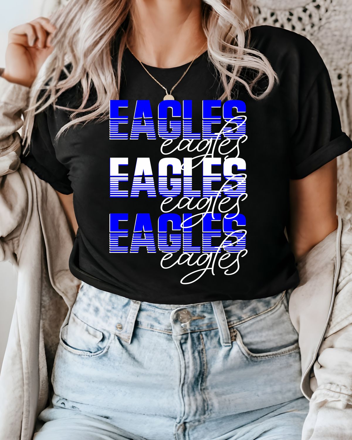 Eagles Sliced Letters Repeating DTF Transfer