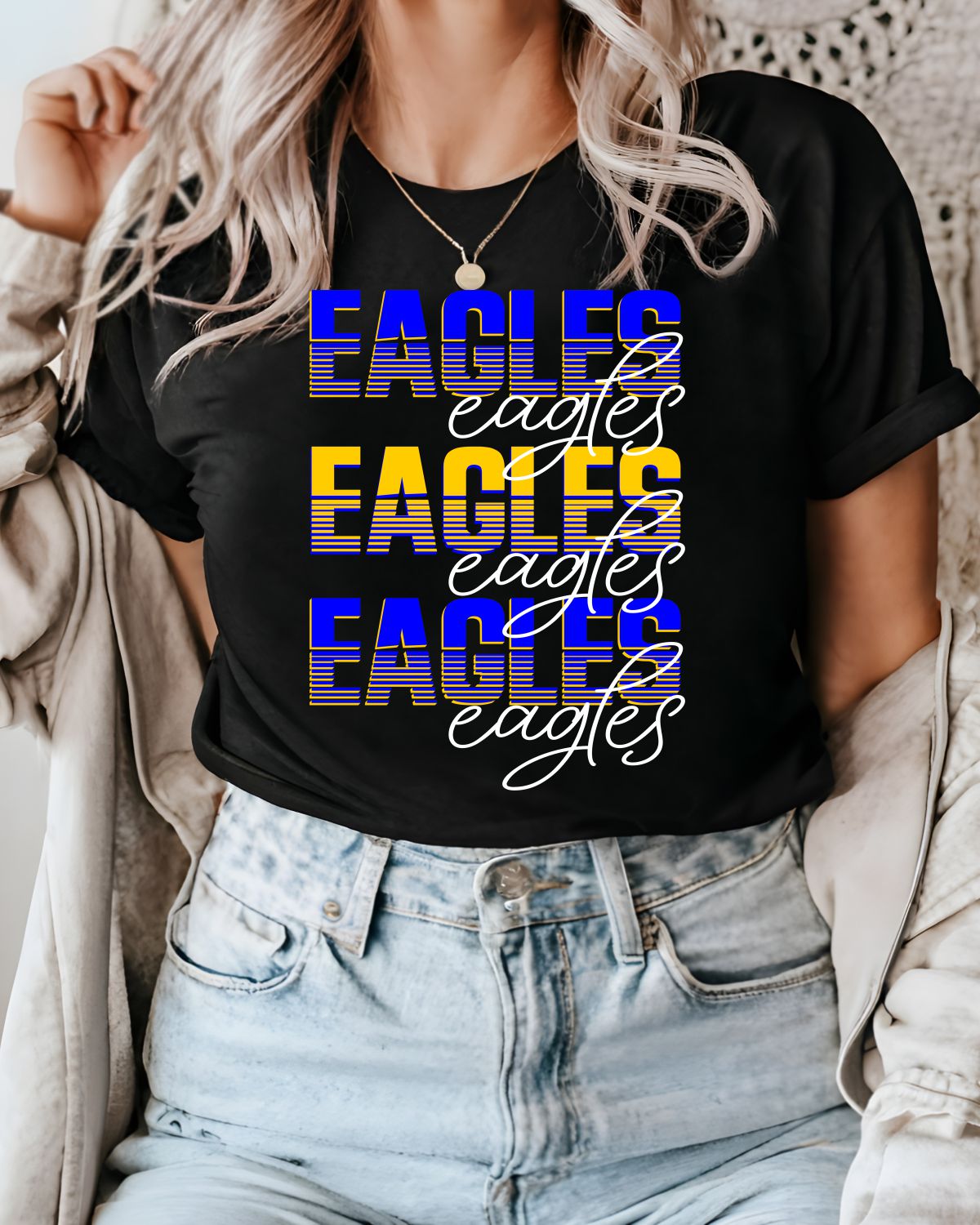 Eagles Sliced Letters Repeating DTF Transfer