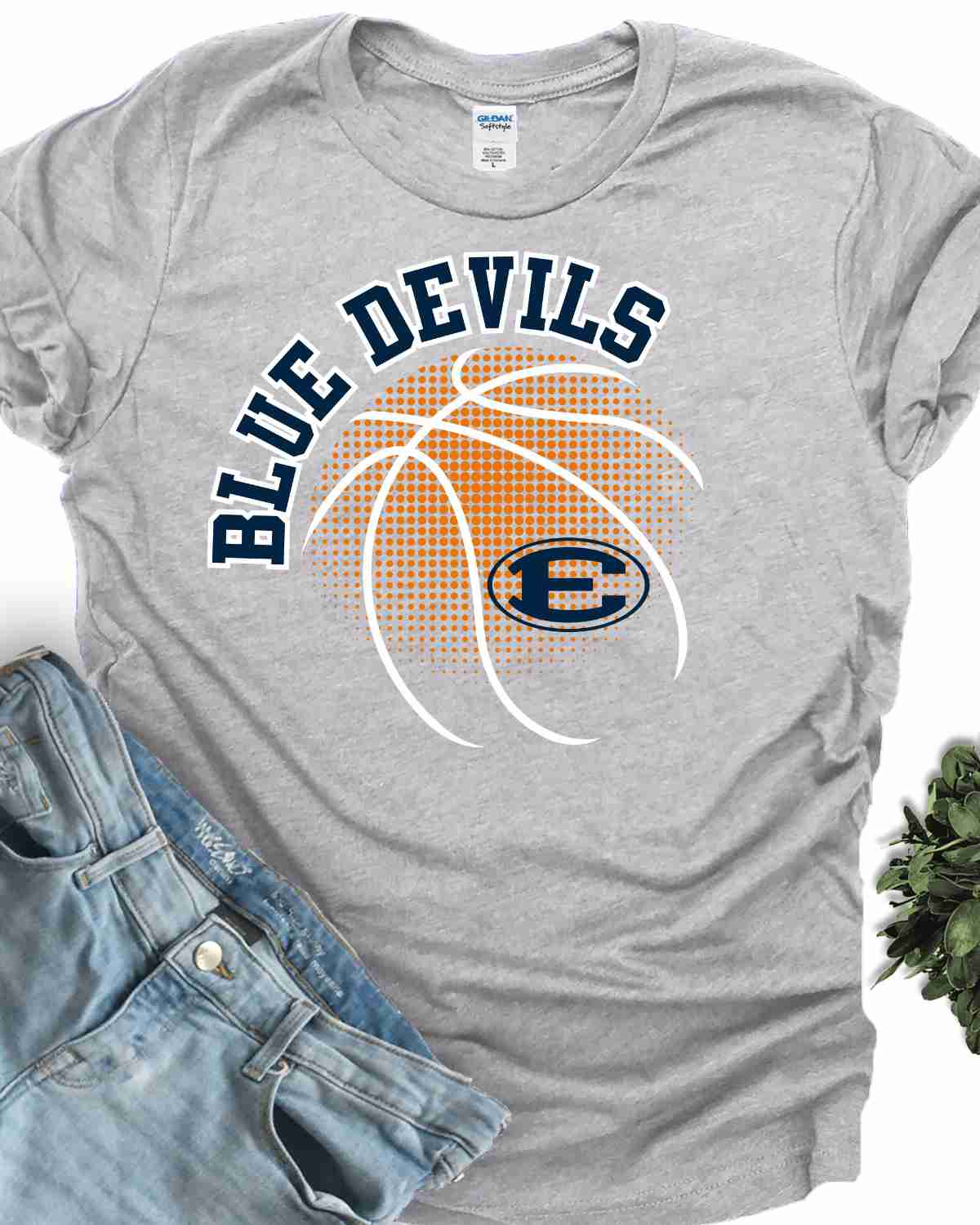 Elbert Blue Devils Basketball Halftone DTF Transfer