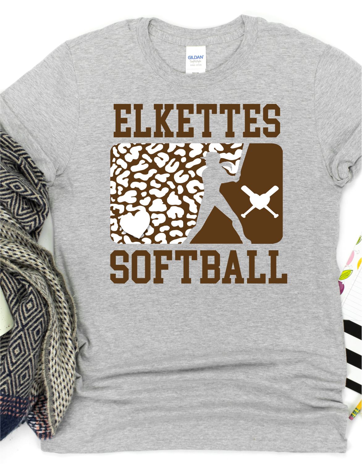 Elkettes Softball Leopard Player DTF Transfer