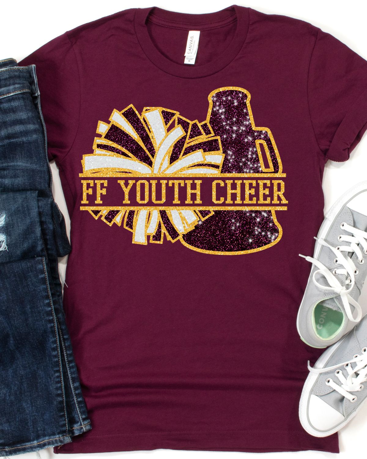 FF Youth Cheer Megaphone Pom Split DTF Transfer