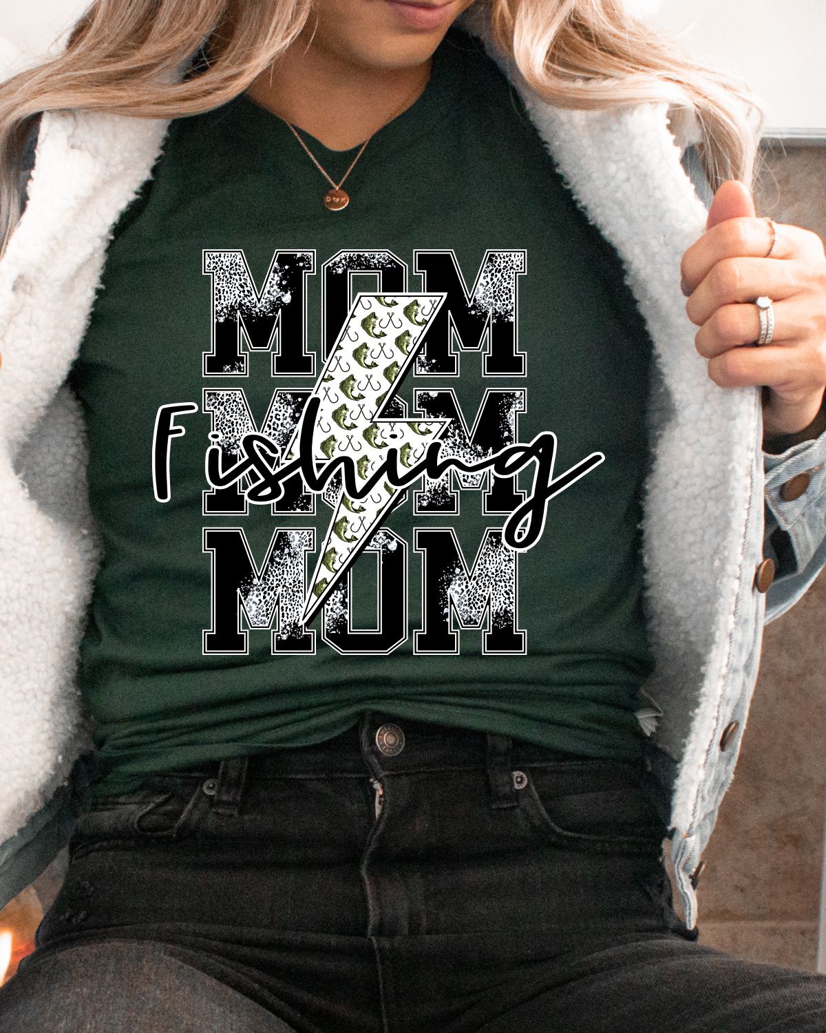 Fishing Mom Lightning Bolt DTF Transfer