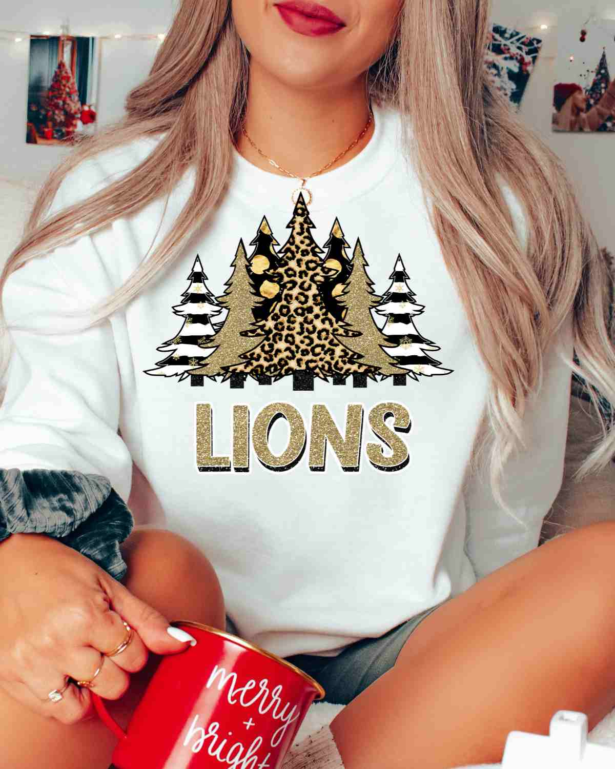 Lions Christmas Trees DTF Transfer