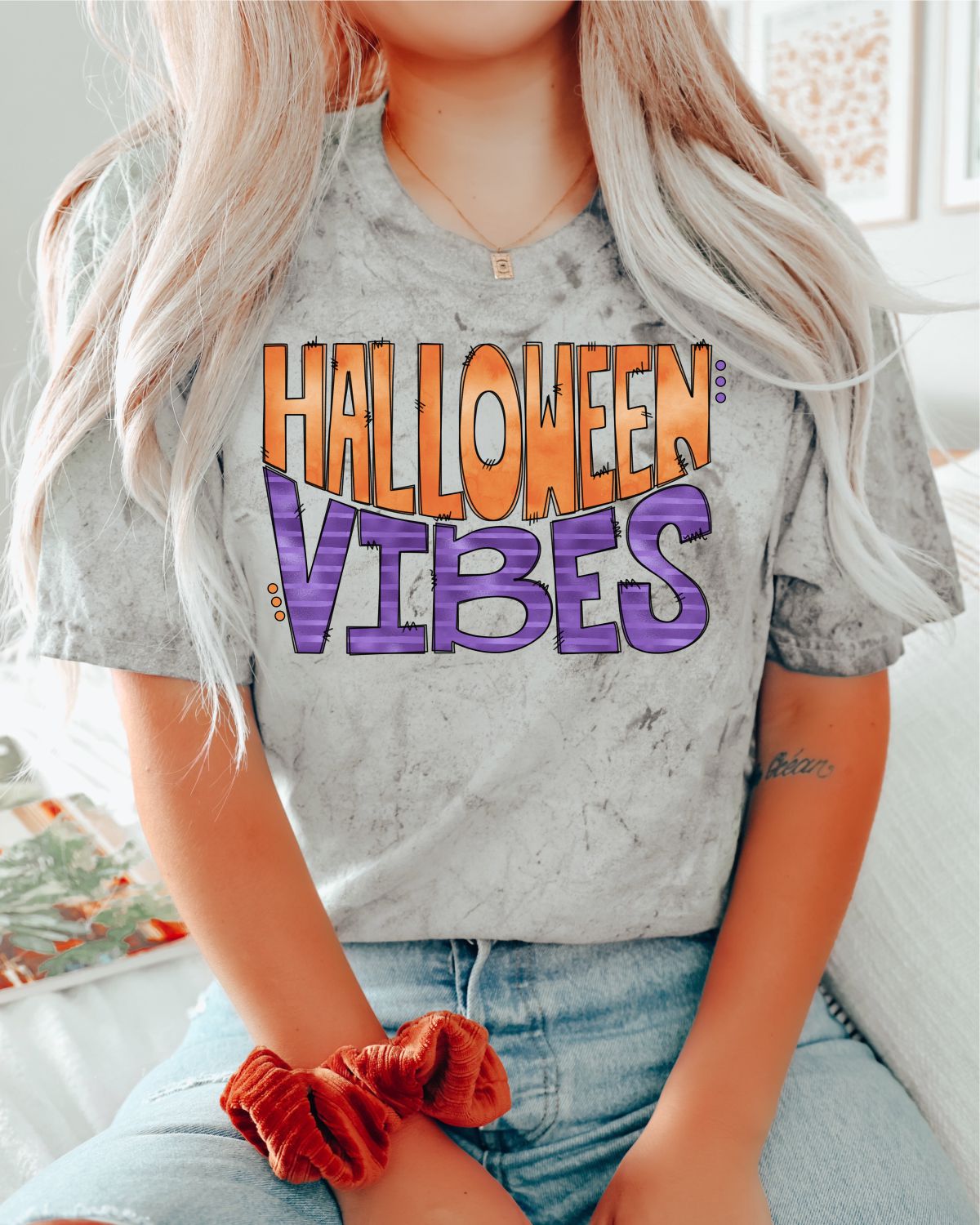 Halloween Vibes Lettering DTF Transfer