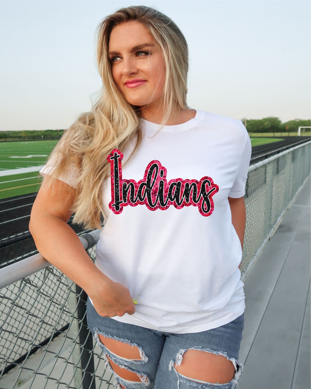 Indians Sequin Script Word DTF Transfer