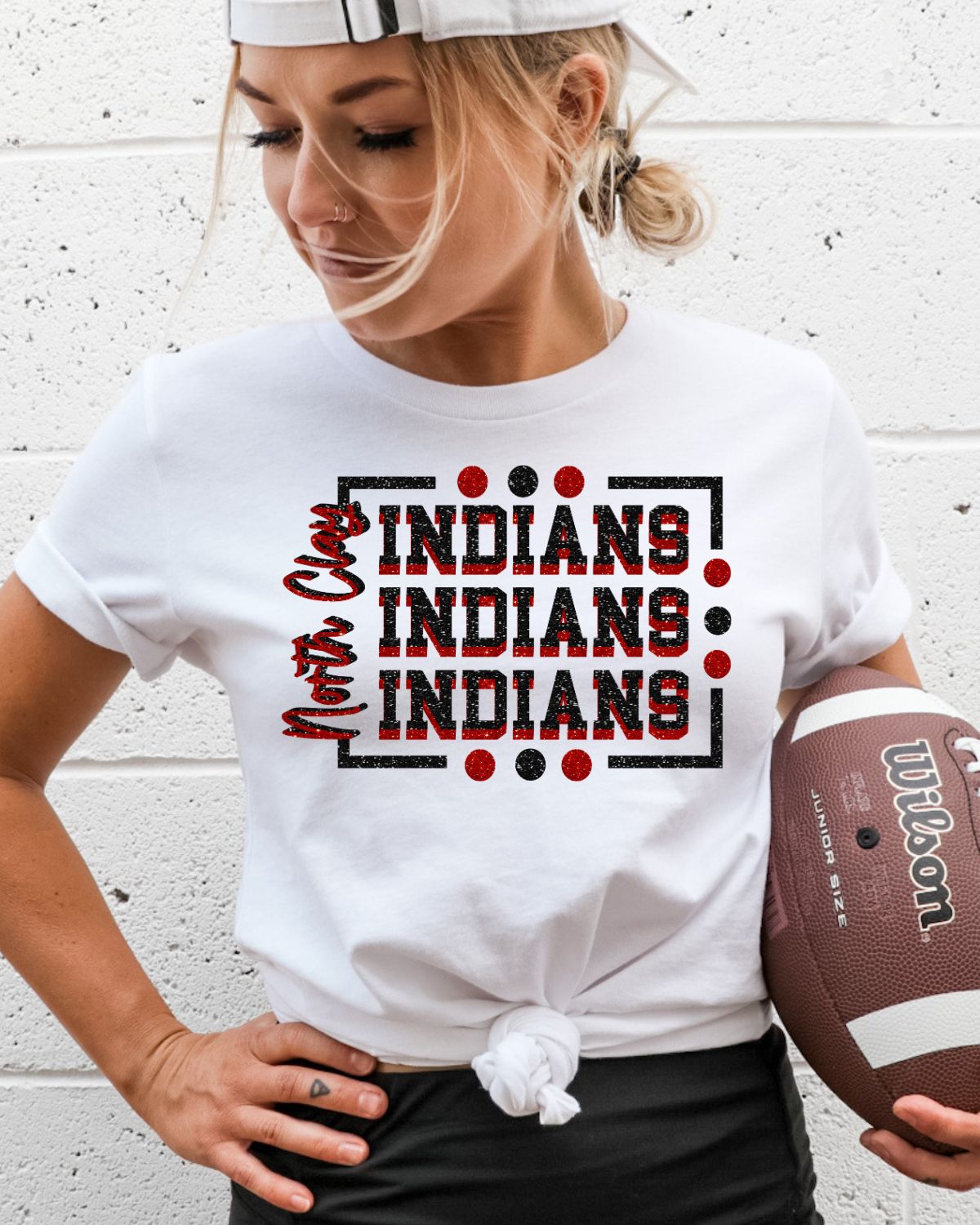 North Clay Indians Rectangle with Dots DTF Transfer