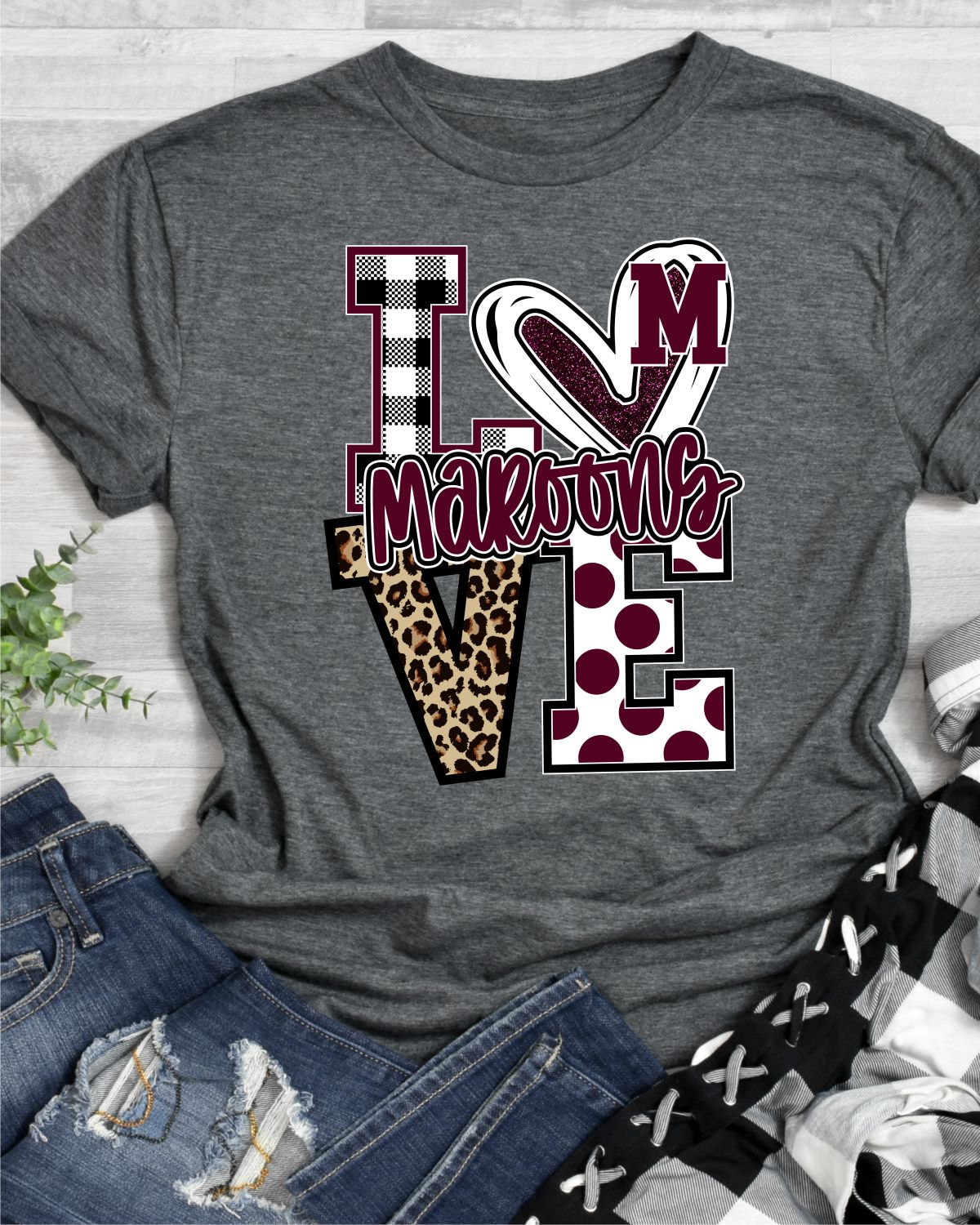 Love Maroons Leopard V DTF Transfer