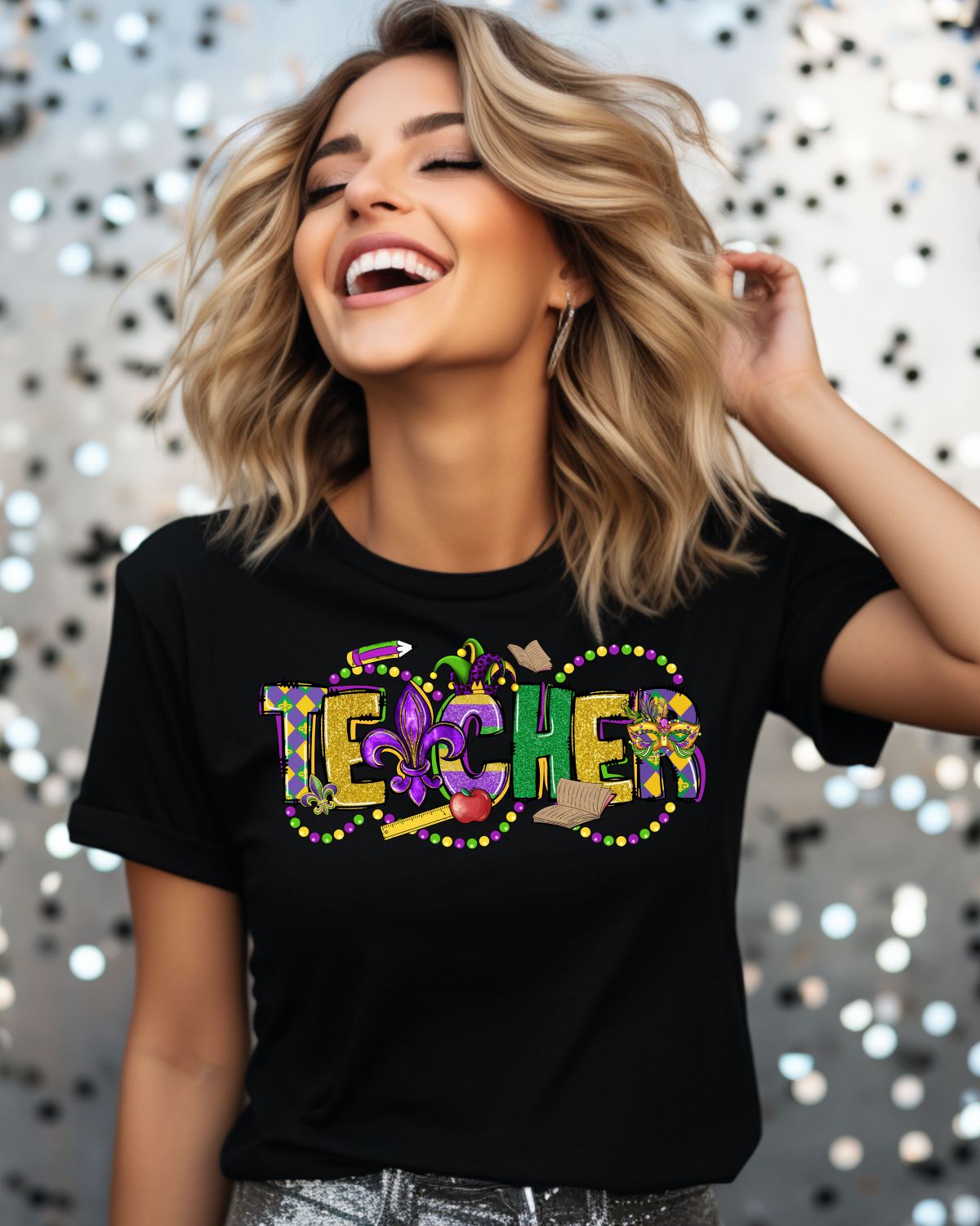 Mardi Gras Teacher DTF Transfer